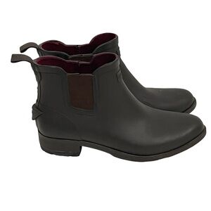 Hunter Chelsea Rubber Rain Waterproof Boot - Dark Brown with Dark Sole Size US9